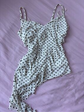Asymmetrical White Polka Dot top